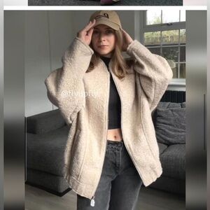 Zara oversized boucle bomber jacket